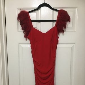 Arden B Feathered Shirred Mini Dress